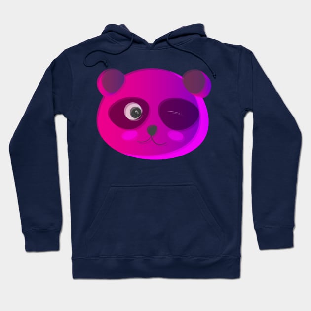 Glitch Panda Neon Face Hoodie by tatadonets